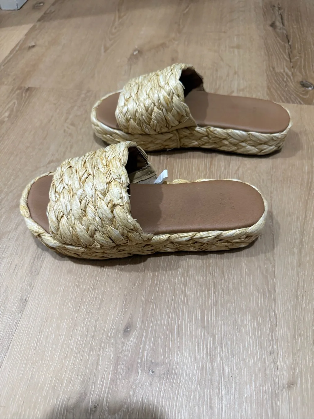 Target Braided Platform Slide Sandals in Light Tan
